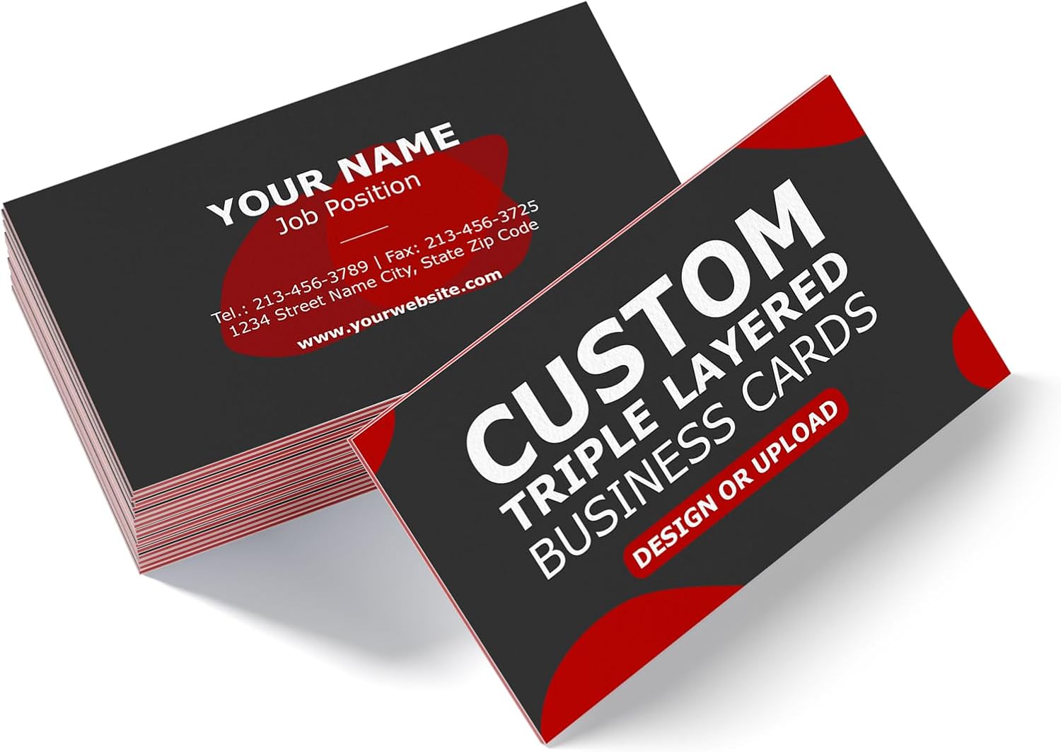 GotPrint Custom Thick Business Cards 38 pt Triple Layered | Black Edge Cards | Double-Sided Full-Color Printing | Logo or Upload Design, Black, 250 Qty