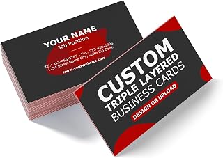 GotPrint Custom Thick Business Cards 38 pt Triple Layered | Red Edge Cards | Double-Sided Full-Color Printing | Logo or Upload Design, Red, 250 Qty