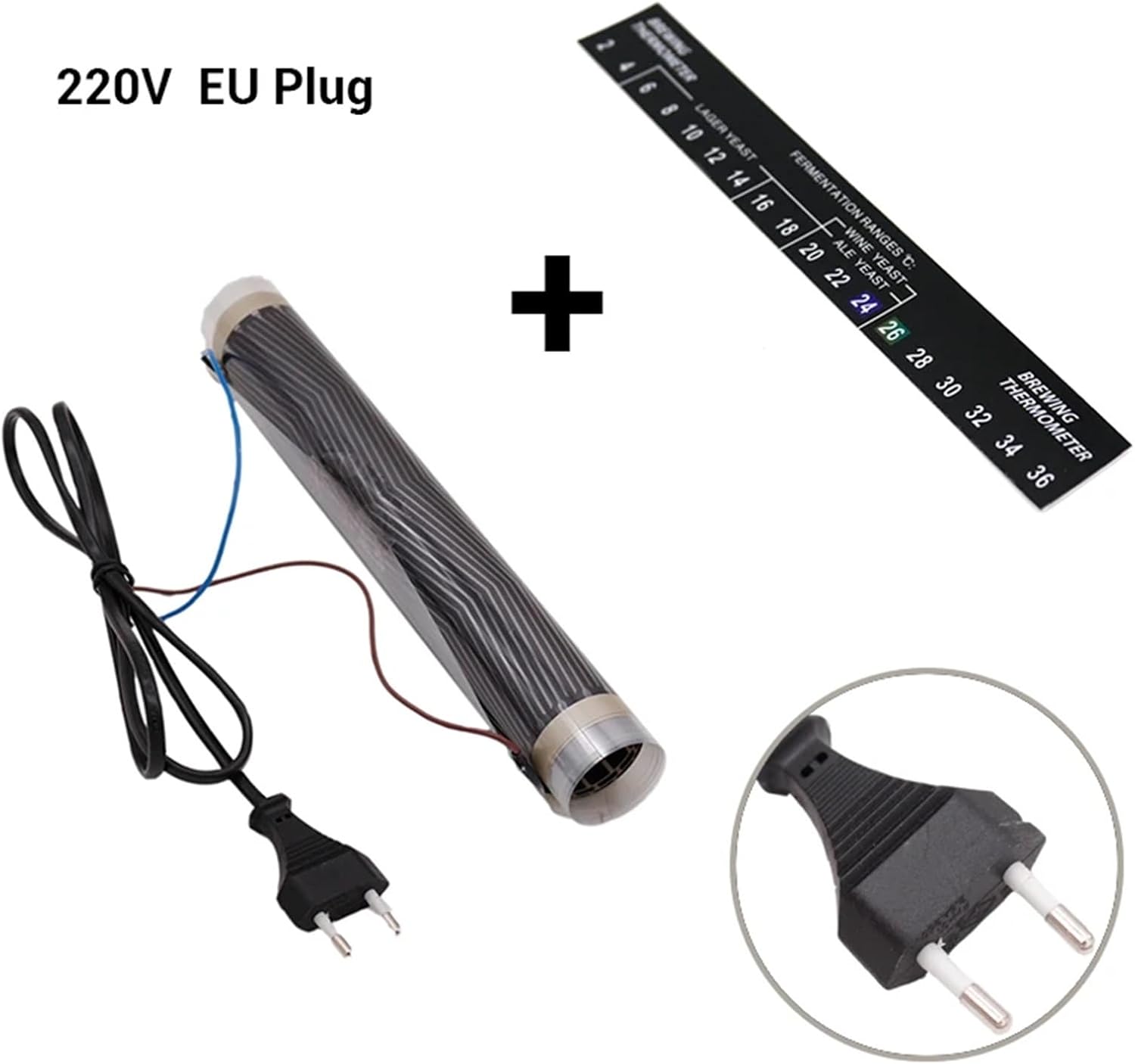 40 Watt Electric Fermentation Wrap Heater for Homebrew - 110V & 220V Compatible for Beer and Wine Fermentation(220V EU Plug)