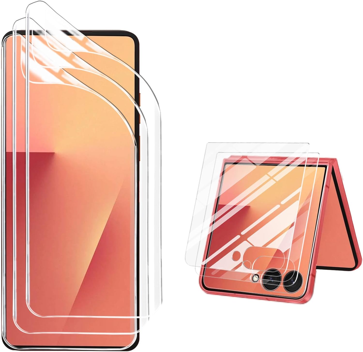 3 pack for samsung galaxy z flip 7 screen protector,3 front tempered glass + 3 main tpu screen protector,anti scratch bubble free screen protector for galaxy z flip 7 2025,clear samsung galaxy z flip 7 clear