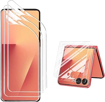 6 Pack for Samsung Galaxy Z Flip 7 Screen Protector,3 Front Tempered Glass + 3 Main TPU Screen Protector,Anti Scratch Bubble Free Screen Protector for Galaxy Z Flip 7 2025,Clear