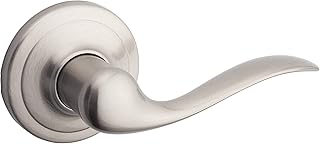 Kwikset Tustin Dummy Door Handle, Single Sided Lever for Closets, French Double Doors, and Pantry, Satin Nickel Non-Turning Right Handed Interior Push/Pull Lever, with Microban Protection