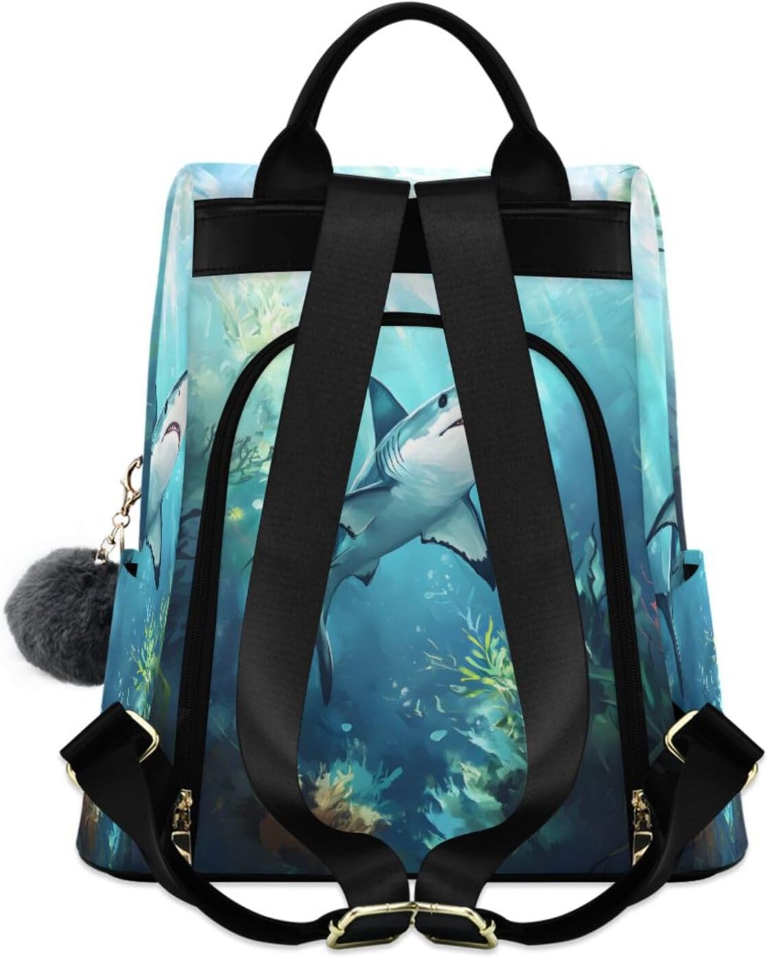 ALAZA Shark Seaweed Backpack Purse for Women Anti Theft Fashion Back Pack Shoulder Bag