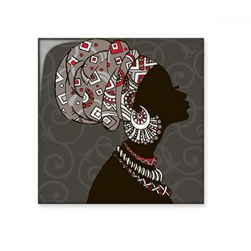 DIYthinker African Black Women Aboriginal Headdress Ceramic Bisque Tiles Bathroom Decor Kitchen Ceramic Tiles Wall Tiles L Multi