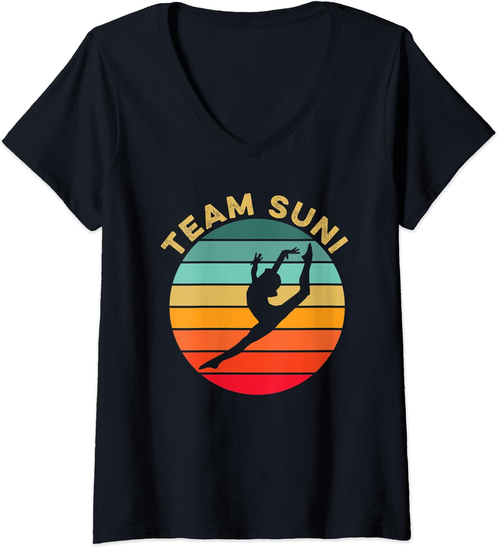 Sunisa Lee Team Suni Gold Hmong Gymnast GymasticsWomens Sunisa Lee Team Suni Gymnastics Gymnast Champion Gold Medal V-Neck T-Shirt