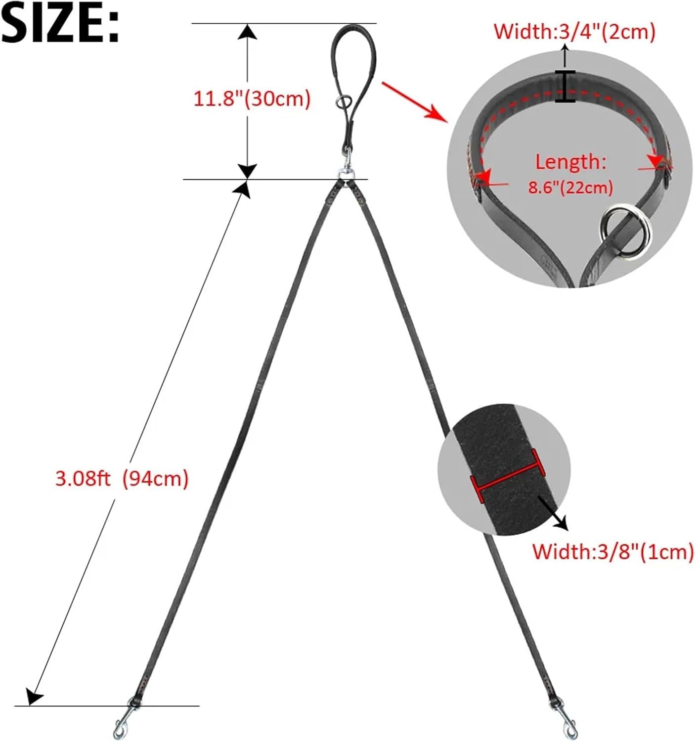 2 Ways Dog Leash Double Two Pet Leather Leads NoTangle Coupler with Handle for Walking and Training 2 Small Medium Dogs(Black)