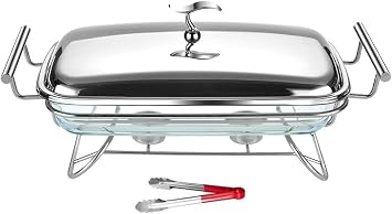 Food Warmers,Buffet Server Food Warmer,hot Plates Rectangular Ceramic Pot of Pottery Buffet Stainless Steel Table,