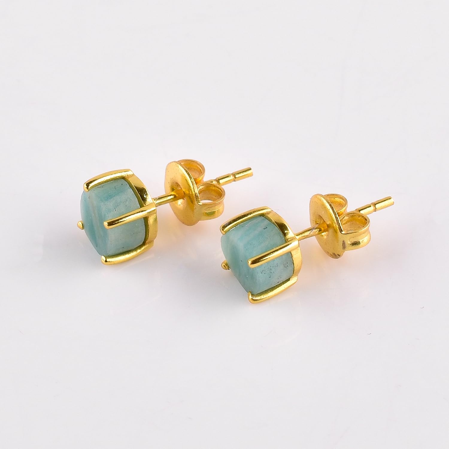 InfinityGemsArt Raw Gemstone Gold Earrings For Women, Natural Gemstone Dainty Stud For Girls, Birthstone, Chakra Healing Crystals Jewelry, 14K Gold Plated Flat Back Earrings, Gifts For Her