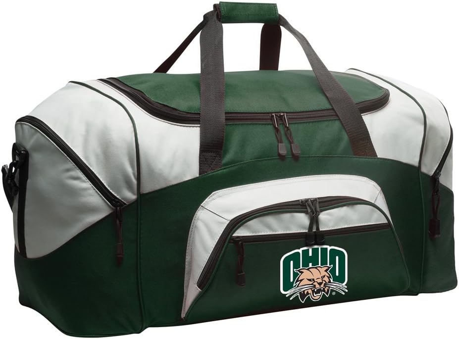 Ohio University Suitcase Duffle Bag Large Ohio Bobcats Duffel Gift Idea for Her or Him (Green)
