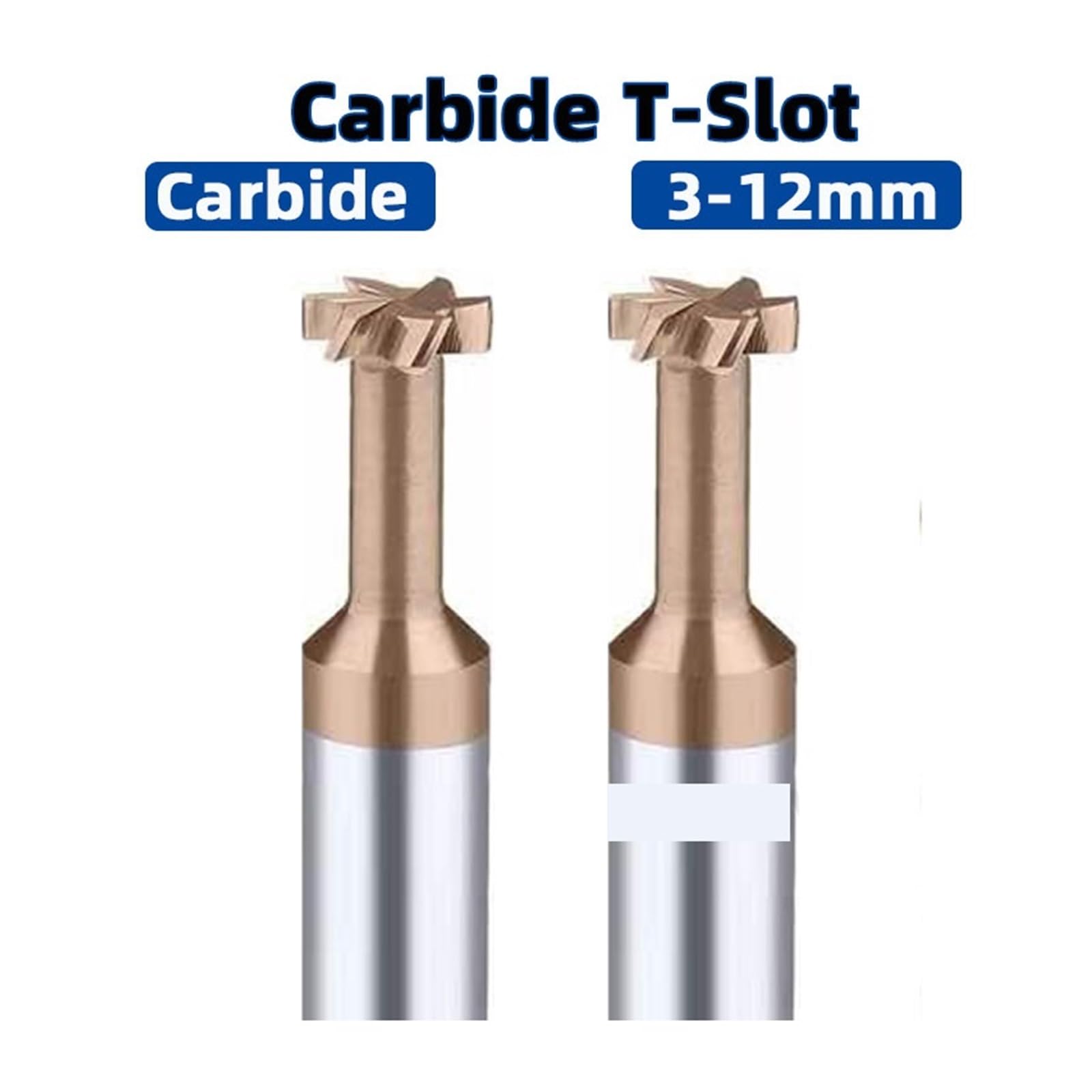 Wolframkarbid-Finger-Router-Bit T-Nut-Fräser Lot-Fräser Metall-Fräswerkzeug(H 1mm,Coating T Slot,D 4mm)