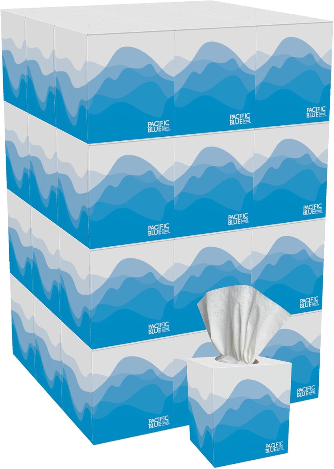 Georgia-Pacific, Pacific Blue Select, 2-Ply Facial Tissue by GP PRO (Georgia-Pacific), Cube Box, 46200, 100 Sheets Per Box, 36 Boxes Per Case, White