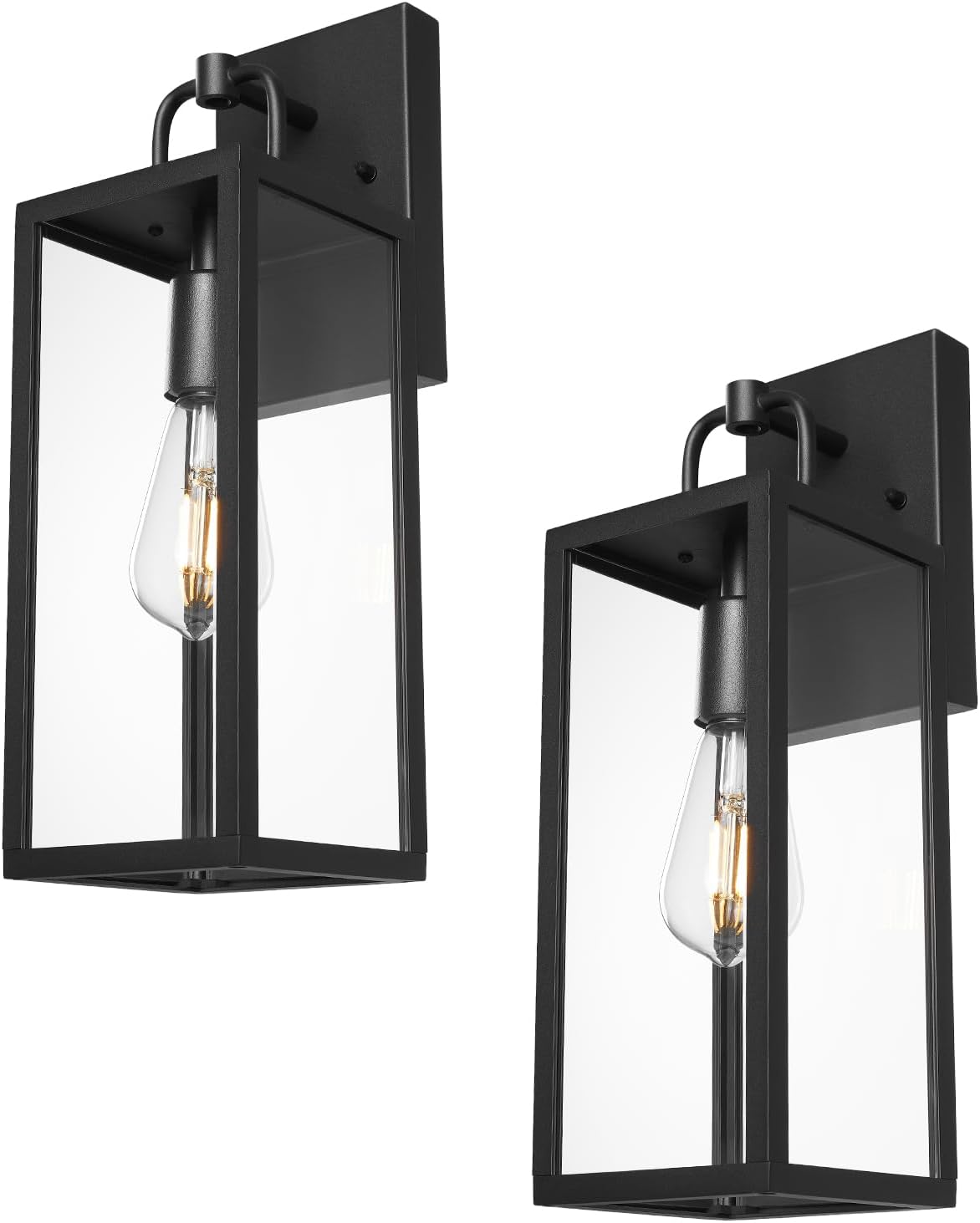 Sponsored Ad - Outdoor Wall Sconce Lights, 16 Inch Tall Transitional Exterior Wall Light Fixtures with Clear Glass, Anti-Rust Modern Black Outside Lanterns Lamps for House Front Porch Doorway Patio, 2 Pack