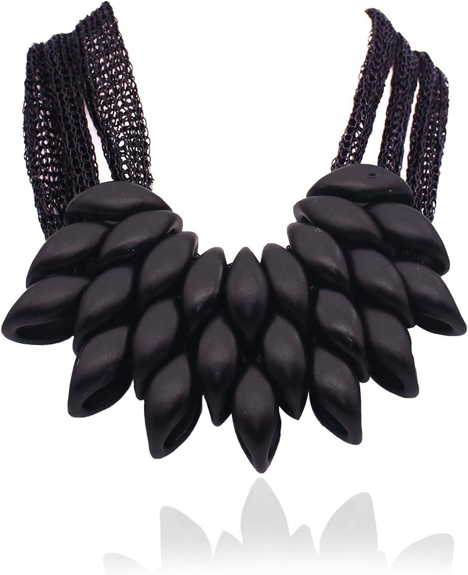 Bib Necklace for Women,Gold and Black Chunky Layered Choker Necklace,African Statement Fashion Collar Necklace Jewelry Gifts