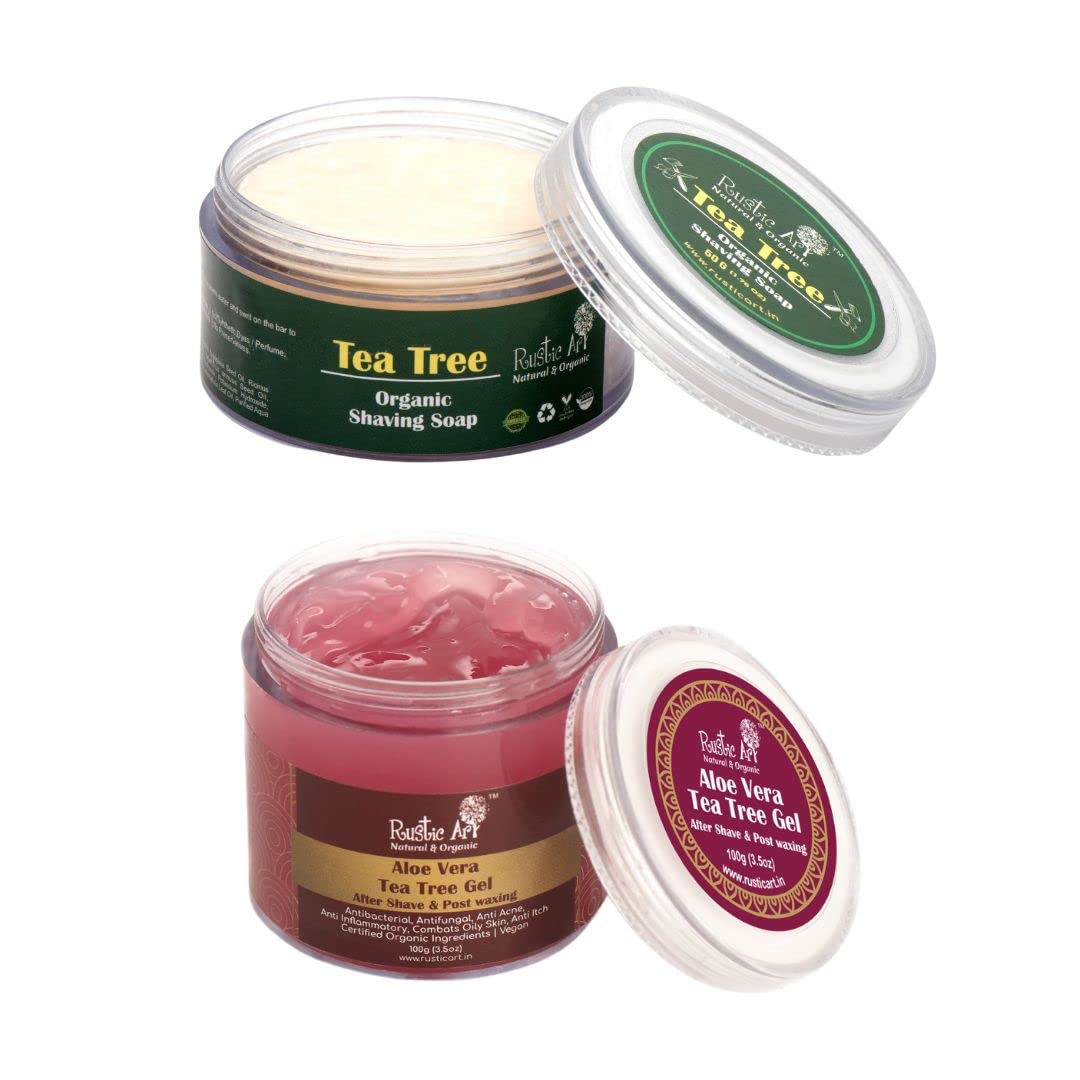 Rustic Art Organic Shaving Soap (Tea Tree + Tea Tree Gel Combo)