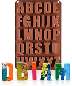 Large Letter Molds Silicone Alphabet Mold for Crayon, Resin, Chocolate, Candy, Wax, Cake Decorating