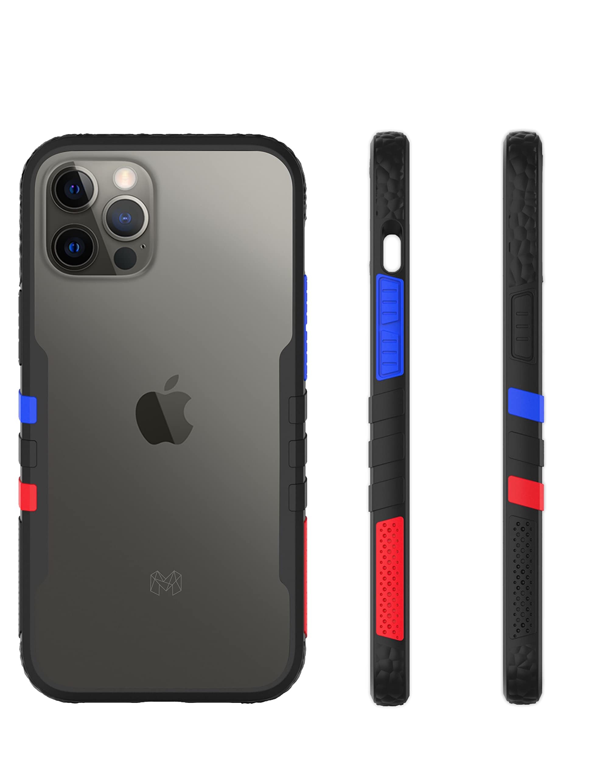 MOOSH Commuter Series for iPhone 12 Pro Max Case Clear Back 10FT Drop Tested Scratch-Resistant Raised Edges Replaceable Colour Blocks Shock Absorption Apple iPhone 12 Pro Max Case 6.7 inch (Black)