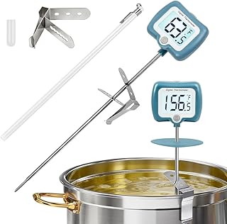 Candy Thermometer for Candy Making with Rotatable Large Display 10'' Long Probe,Digital Instant Read Candy Thermometer with Pot Clip,Candle Smoker, Oil Cooking (Blue)