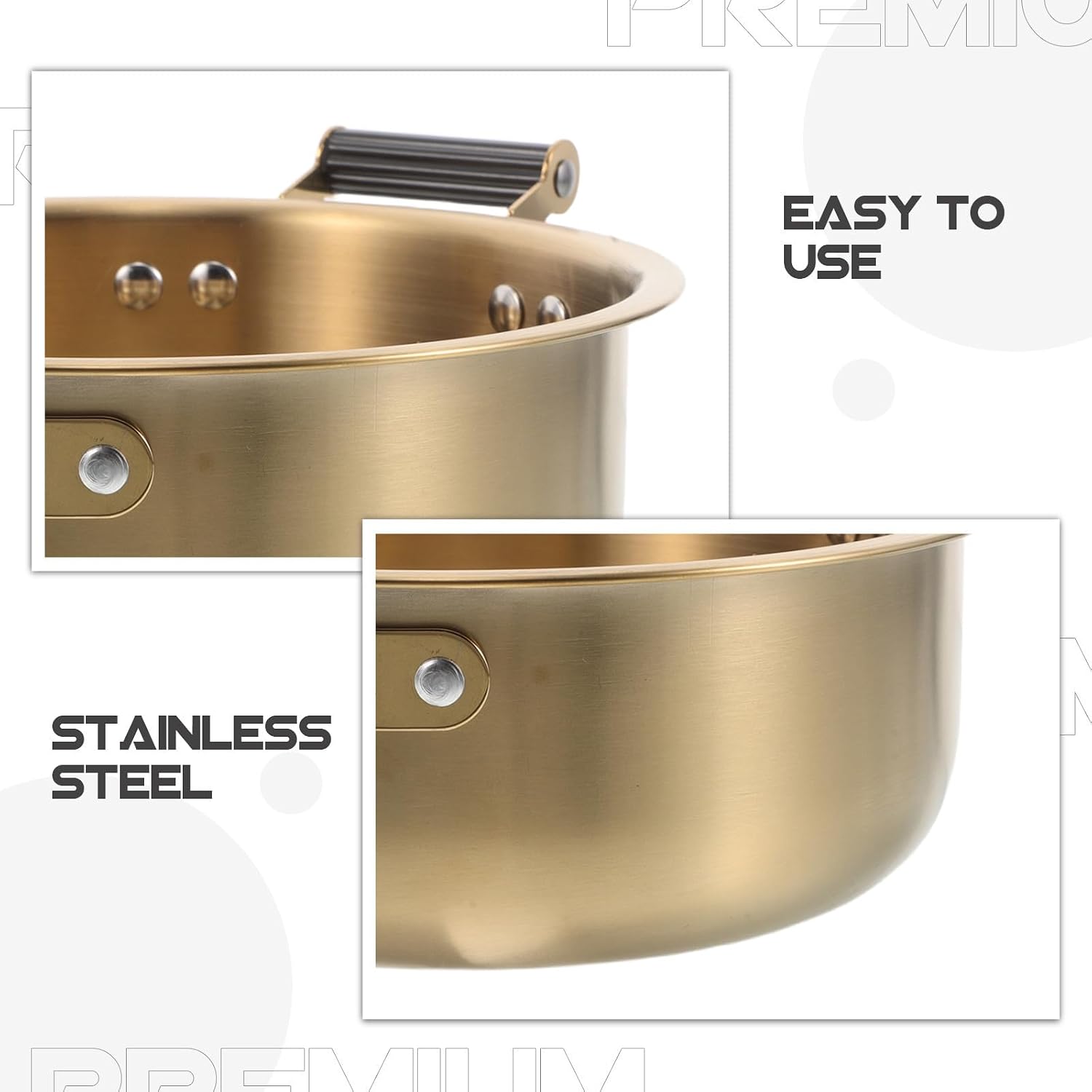 Stainless Steel Noodle Pot for Even Heat Distribution with Double Handles, Thickened Design Large Capacity Korean Ramen Cooking Pot, Versatile Kitchen Helper for Home Use