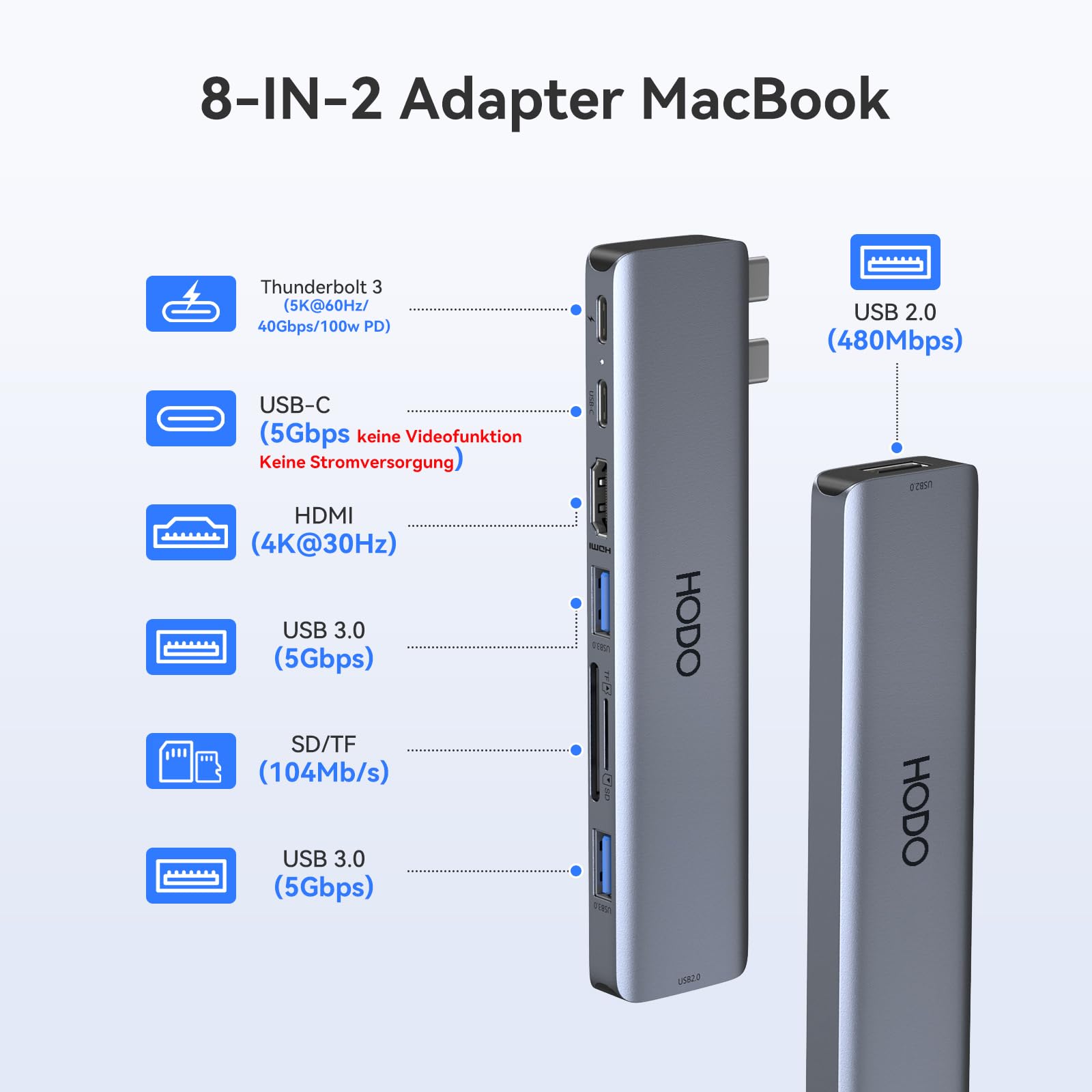 MacBook Pro/adaptadores de Aire/Accesorios, MacBook Pro Dongle USB HDMI Mac Adaptador, USB C Hub Adaptador multipuerto Dongle para M1