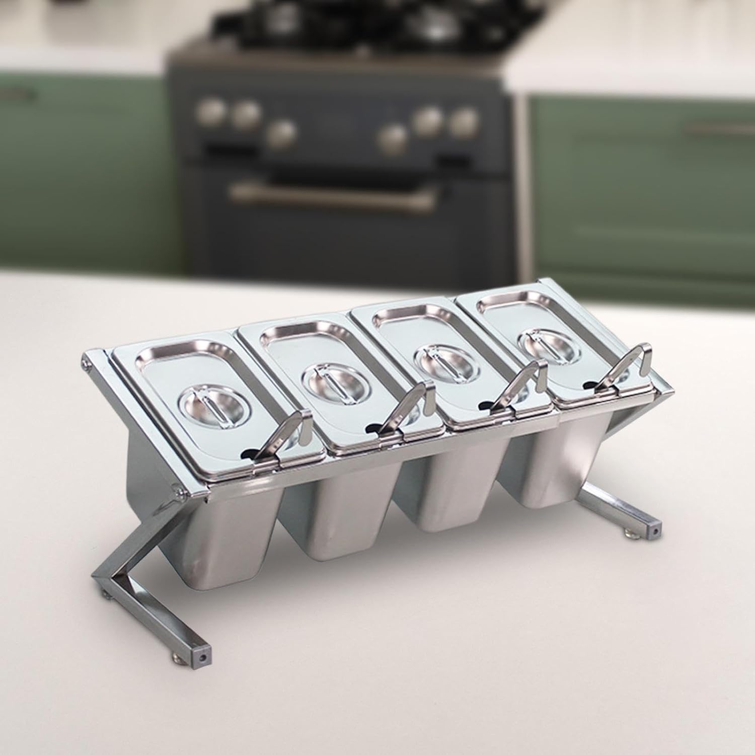 Ice Chilled Condiment Server Ice Chilled Serving Tray Taco with Lid Salad Bar Accessories Bar Caddy Coffee Shop Keeping Fresh, 47.5x18cm