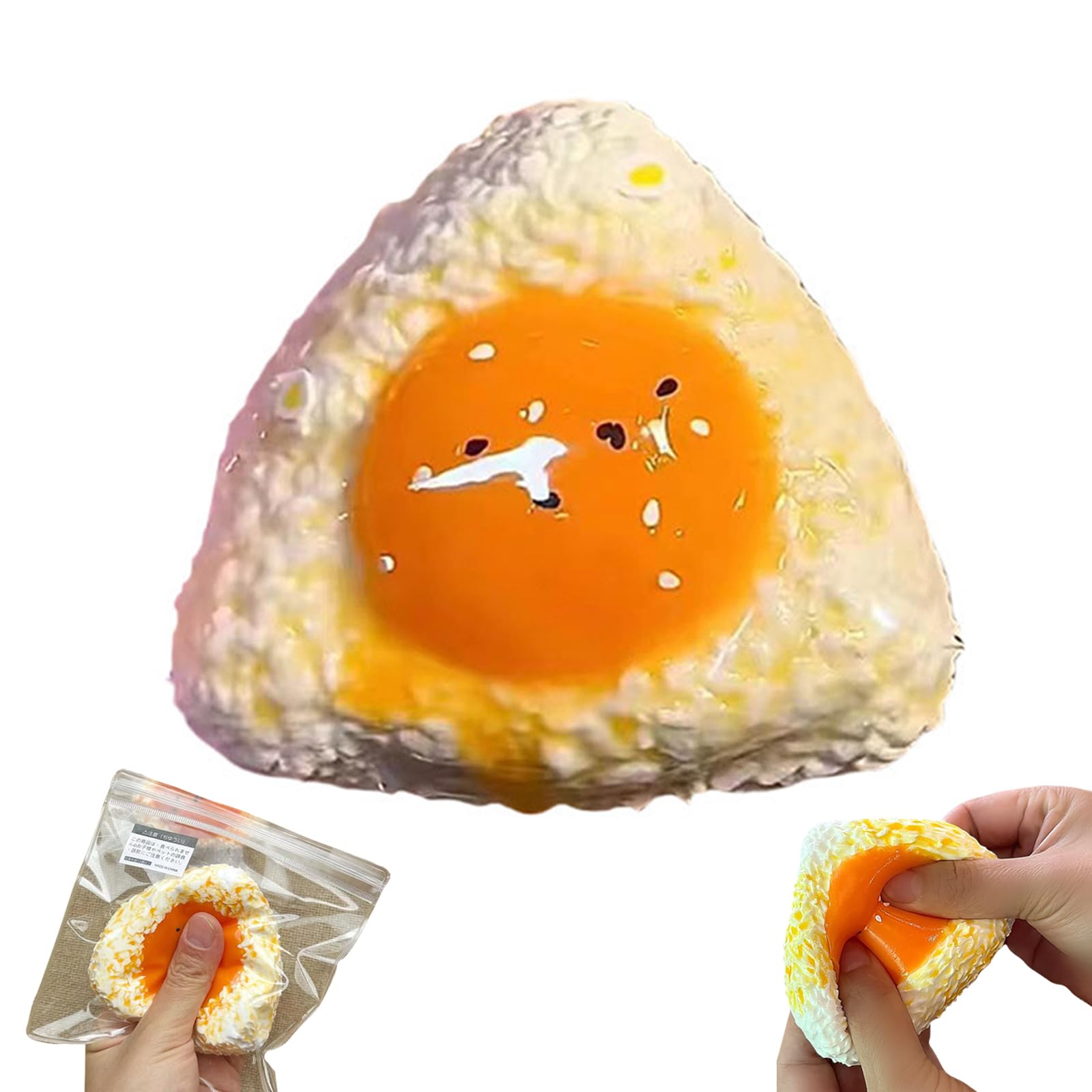 Taba Squishy Kawaii Fufu TPR Stress Relieving Fidget Squeeze Toys for Kids, Anxiety & Relaxation - Cute Soft Sensory Perfect Desk Toys for Adults (1PCS Egg Rice Ball)