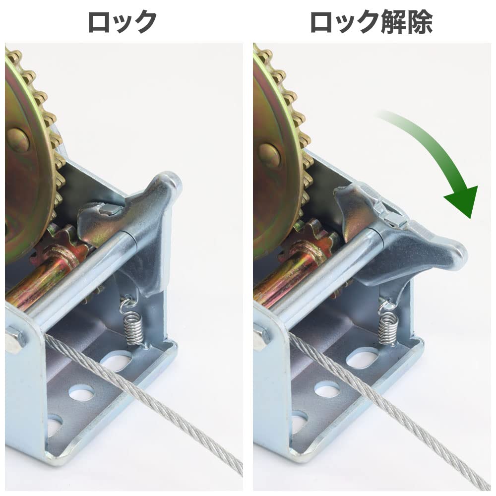 Amazon.co.jp: ハンドウインチ 0.5t ワイヤー式 手動ウインチ 牽引