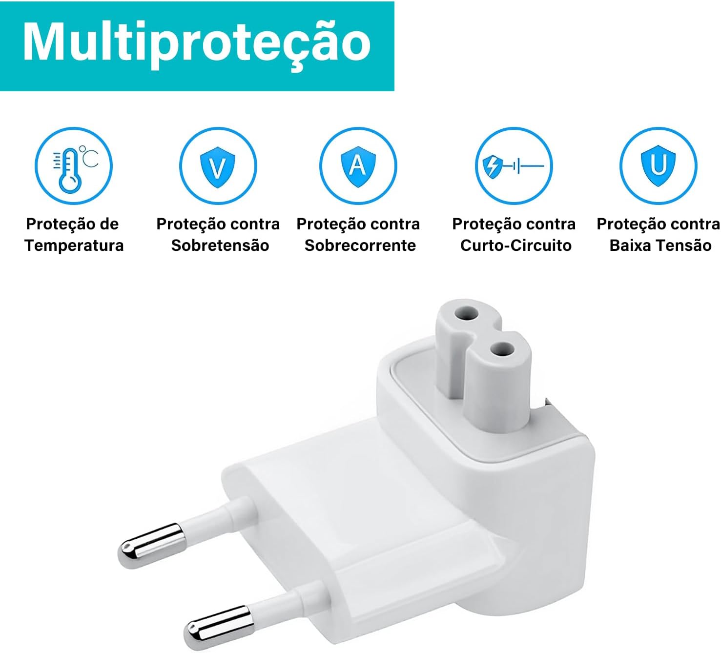 Plug Tomada Adaptador Para Macbook - Plug de UE, Compatível com MacBook Pro/Air, iPhone, iPad - Carregador Tomada, Aplicável ao Brasil