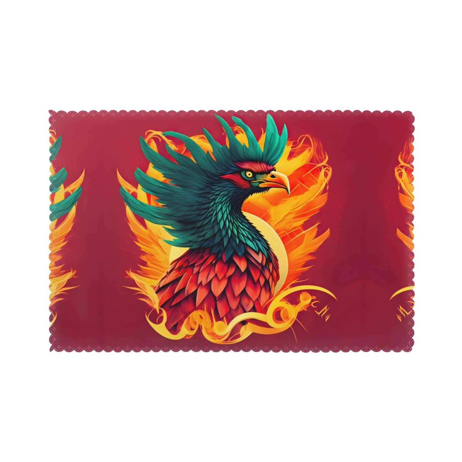 Phoenix Christmas Placemats Set of 6,Washable Table Mats