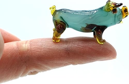 Miniatura 12 de Figurita de Cerdo en Miniatura de Cristal – Figura de Animal de Cristal Soplado Hecha a Mano – Linda Escultura de Cerdo Coleccionable – Decoración