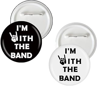 2 Pcs I'm With The Band Button Pins, Rock Music Badge Pins, Rock and Roll Music Stain Brooch Button for Marching Band Themed Party Decorations