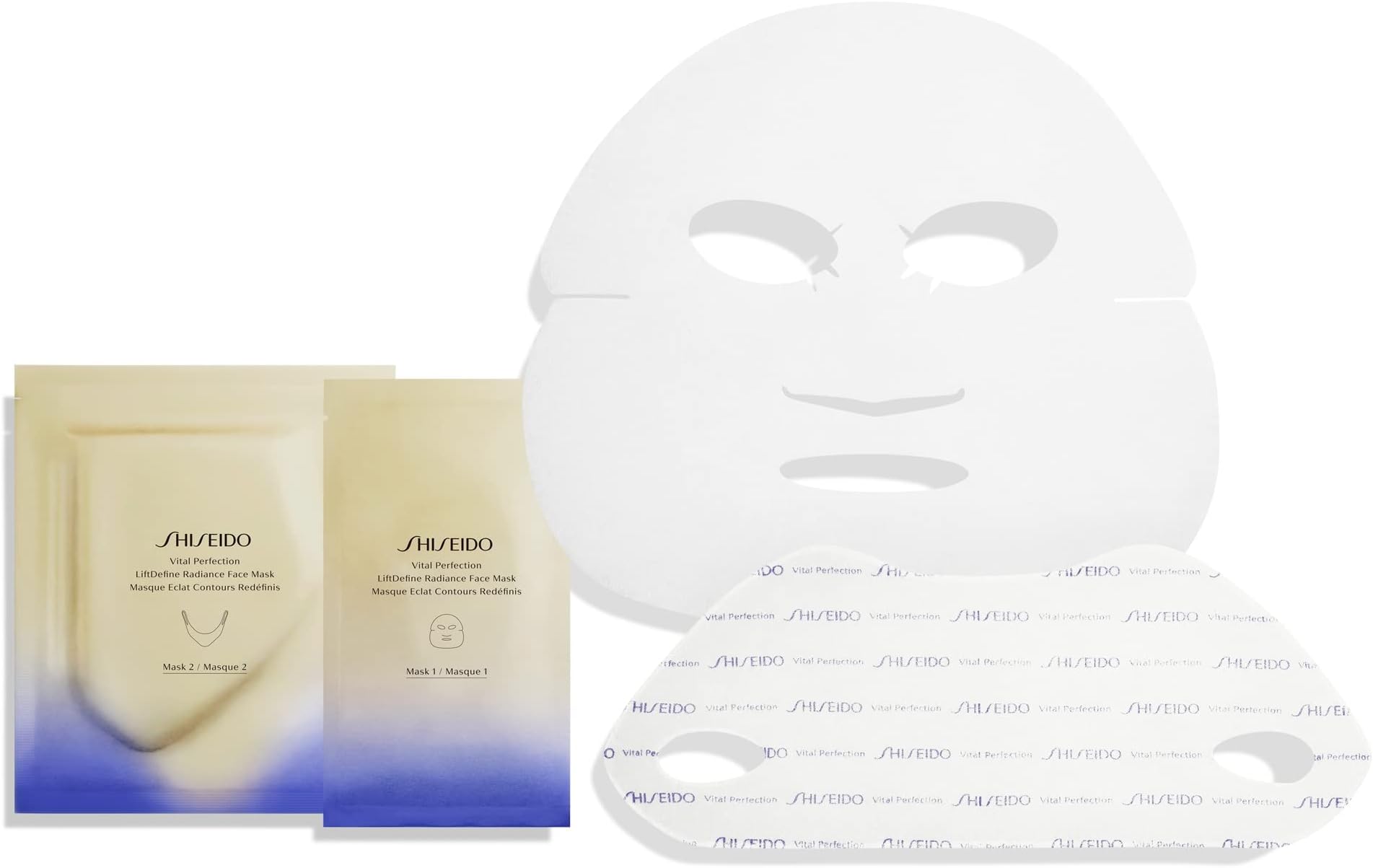 ShiseidoVital Perfection LiftDefine Radiance Face Mask - Instantly Effective Two-Piece Face & Neck Sheet Mask for Lifting & Firming. Includes Six Complete Sets.