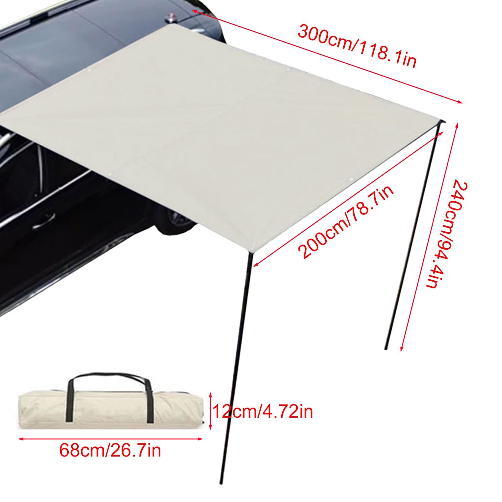 200x300x240 Cm Verandas Campers Tendalino Auto Tendalino Campers Tendas Da Sole Per Auto Oxford 210D Awnings Alle Intemperie UV50+ Impermeabilità PU3000+ Per Campeggio E Overlanding
