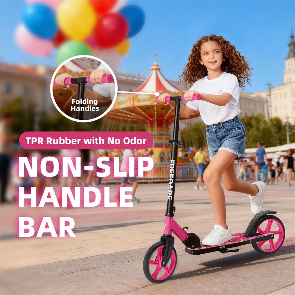 FREEDARE Kick Scooter for Kids & Adults Ages 8+, Foldable Teen Scooter with 2 Big 8-inch Wheels and 4-Level Adjustable Handlebar, Max Load 220 LBS - Image 4