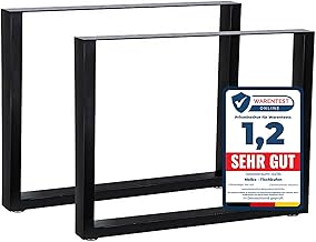Melko 2 x Table Runners Square Tubes Steel 90 x 72 cm Table Base Furniture Legs Desk Table Legs with Floor Protector