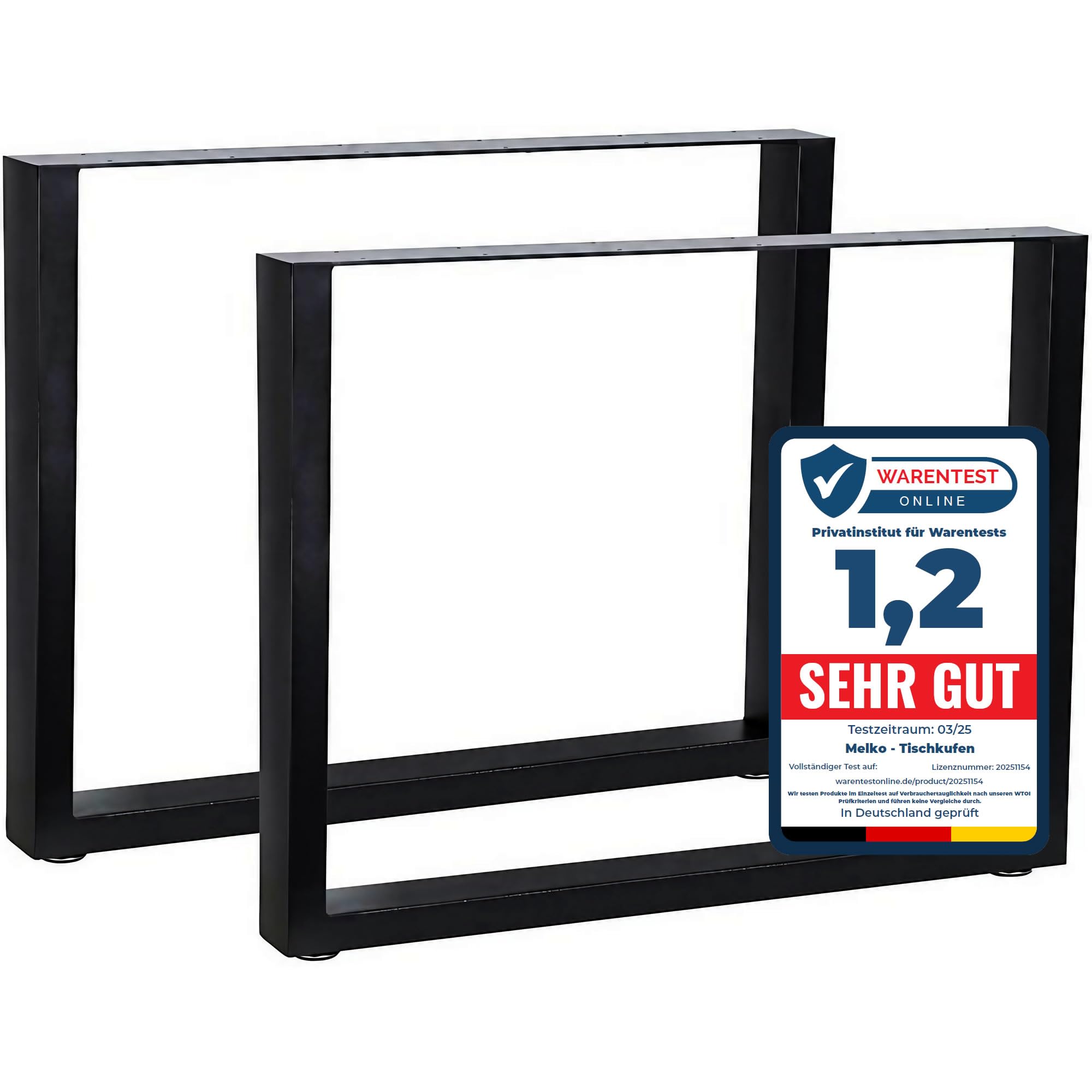 Melko 2X Gambe da Tavolo in Tubolare Quadrato in Acciaio 90 x 72 cm, Supporto per Tavolo, Gambe per Mobili, Gambe per Scrivania, Incl. Protezione per Pavimento