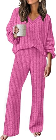 RUMIA Lounge Sets for Women Cozy Travel Matching Sweater Fall Outfits | 2 Piece Pant Sets with Pockets, Quiet Luxury, Ideal for Airport Outfits, Running Errands, Postpartum Recovery, Office Wear