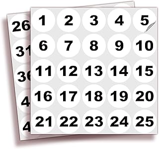 iSYFIX White Consecutive Number Stickers – 1 to 50, 1.5-inch, 1 Set – Vinyl Self Adhesive Premium Decal, Ideal for Inventory, Storage, Organizing, Boxes, Bins, Toolbox, Lockers & More, Indoor/Outdoor