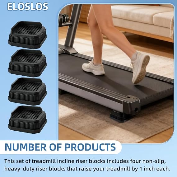 4 Pack Stackable Treadmill Riser Blocks, for Gym and Home Use