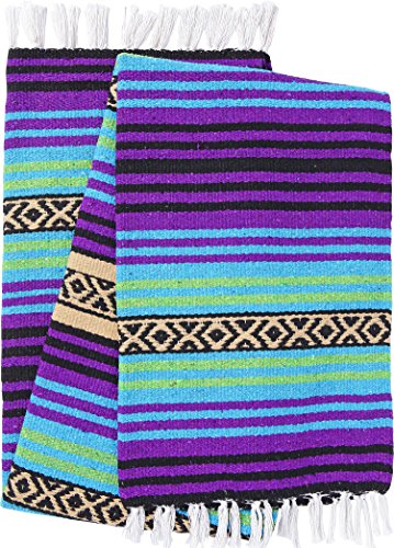 El Paso Designs Peyote Hippie Blanket Classic Mexican Style Falsa Stripe Pattern In Vivid Peyote Colors. Throw, Bed, Tapestry, Or Yoga Blanket. Hand Woven Acrylic, 57" X 74" (Peyote 15) #TOP2