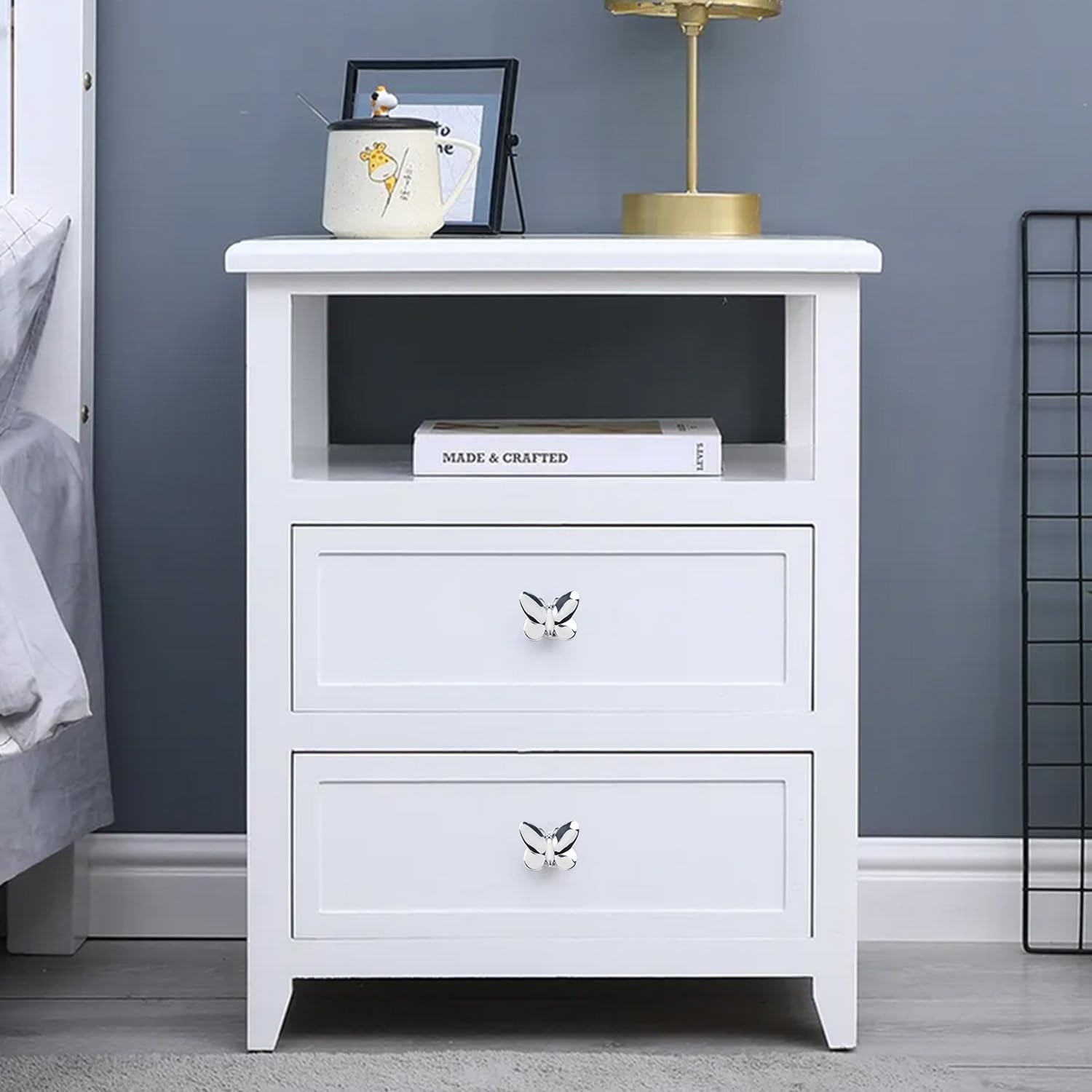 Silver Butterfly Cabinet Knobs Kitchen Hardware for Cabinets Cute Animal Dresser Knobs Furniture Cupboard Handles Single Hole Drawer Knobs and Pulls 6 Pcs (Silver,6Pcs)