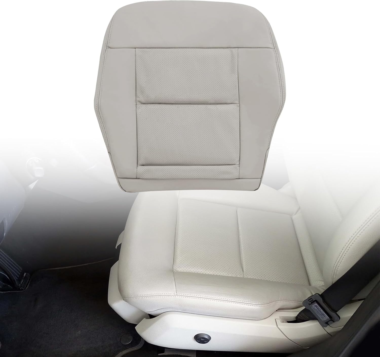 NLQR Front Driver Bottom Replacement Seat Cover Gray Microfiber Leather Compatible with Mercedes Benz E350 E550 2010 2011 2012 2013 2014