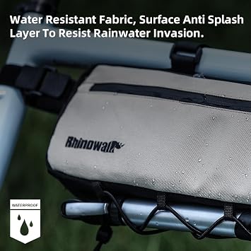 Rhinowalkライノウォーク バイクフレームバッグ 防水 バイク トライアングルバッグ 自転車 アンダートップチューブバッグ コーナーポーチ 収納バッグ サイクリングアクセサリー ベージュ、L 2.7L