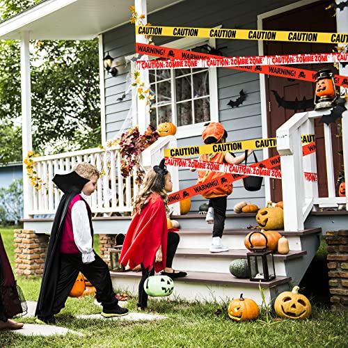 Halloween Decoration Caution Tape, 3 Inch X 32.8 Ft Halloween Fright Tape Bundle, 3 Pack Warning Tape, Creepy Scary Decoration For Zombie Party, Halloween Party,Haunted Houses,Garden Backyard Yard #TOP3