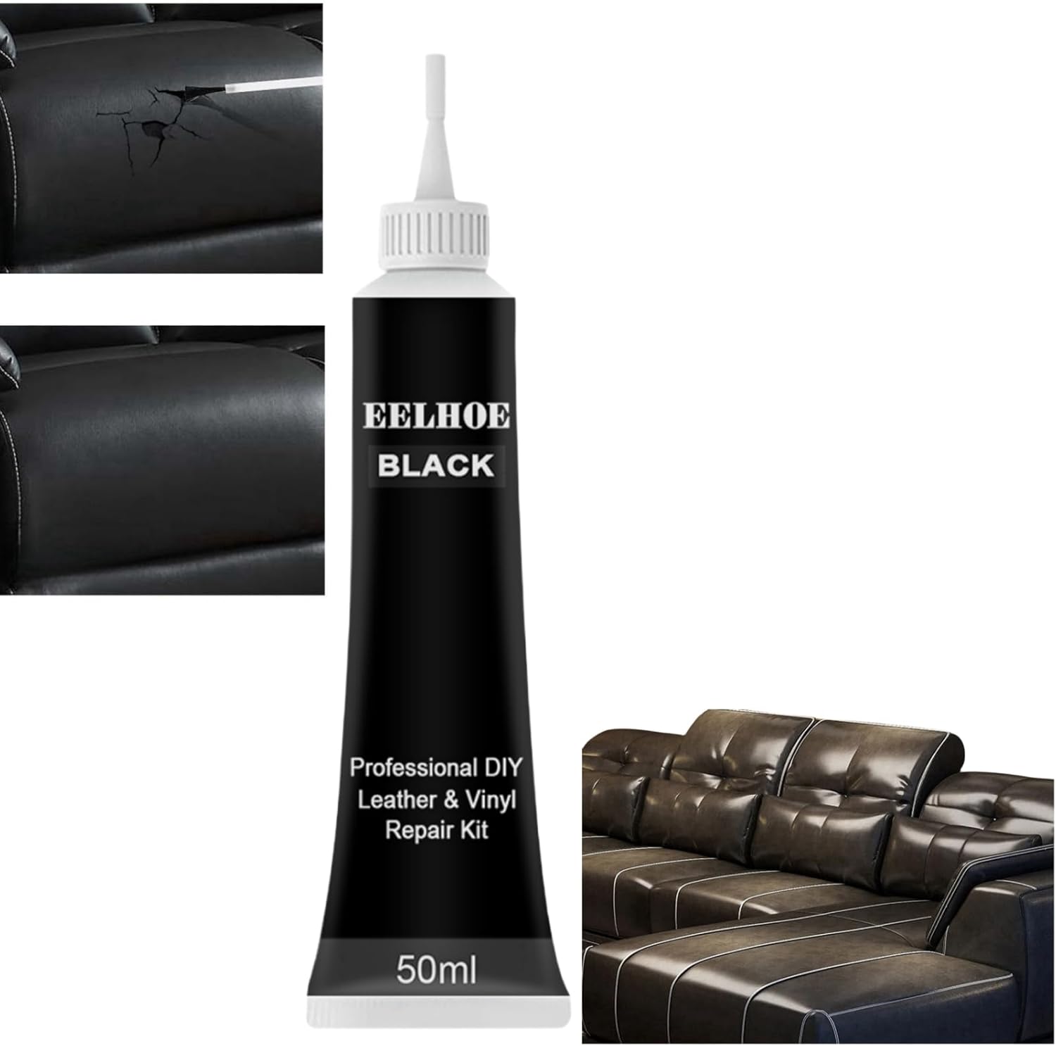 JINLUIL 50ml Black Leather and Vinyl Repair Kit,Leather Repair Kit