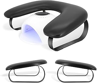 Manicure Arm Rest for Nails Tech,U Shaped Nail Arm Rest Stand,Soft PU Leather Manicure Hand Rest Holder Cushion with Detachable Bracket,Acrylic Nail Salon Home Use(Full Black)