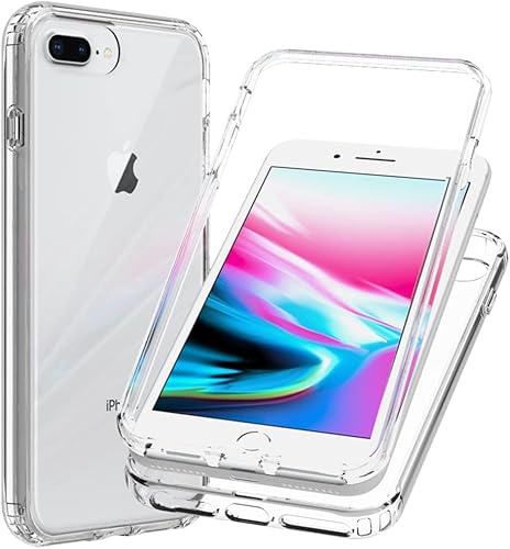 Miniatura 6 de Funda para iPhone 7 Plus/iPhone 8 Plus con protector de pantalla de vidrio templado, transparente 360 de protección de cuerpo completo, carcasa dura