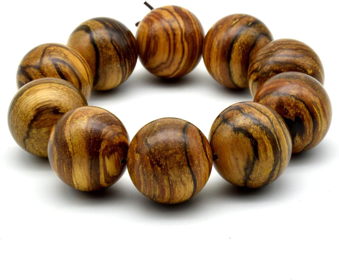 Zen Dear Unisex Natural Qinan Agarwood Prayer Beads Tibetan Buddhism Mala Bracelet Necklace Bead (25mm x 10 Beads) - Image 5