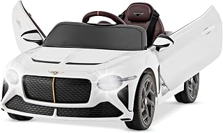 Ride on Car, 12V Licensed Bentley Bacalar Battery Powered Kids' Electric Vehicles w/Remote Control, Scissor Doors, Wireless Connection, Lights/Sound Effects, Kids Car Toys for Toddlers(White)