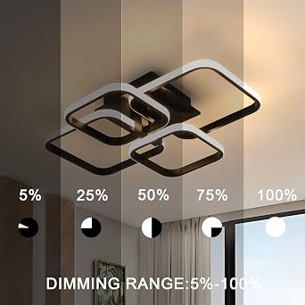 Comely 48W Dimmable LED Ceiling Light Black with Remote Control 3000-6500K [Energy Class E]