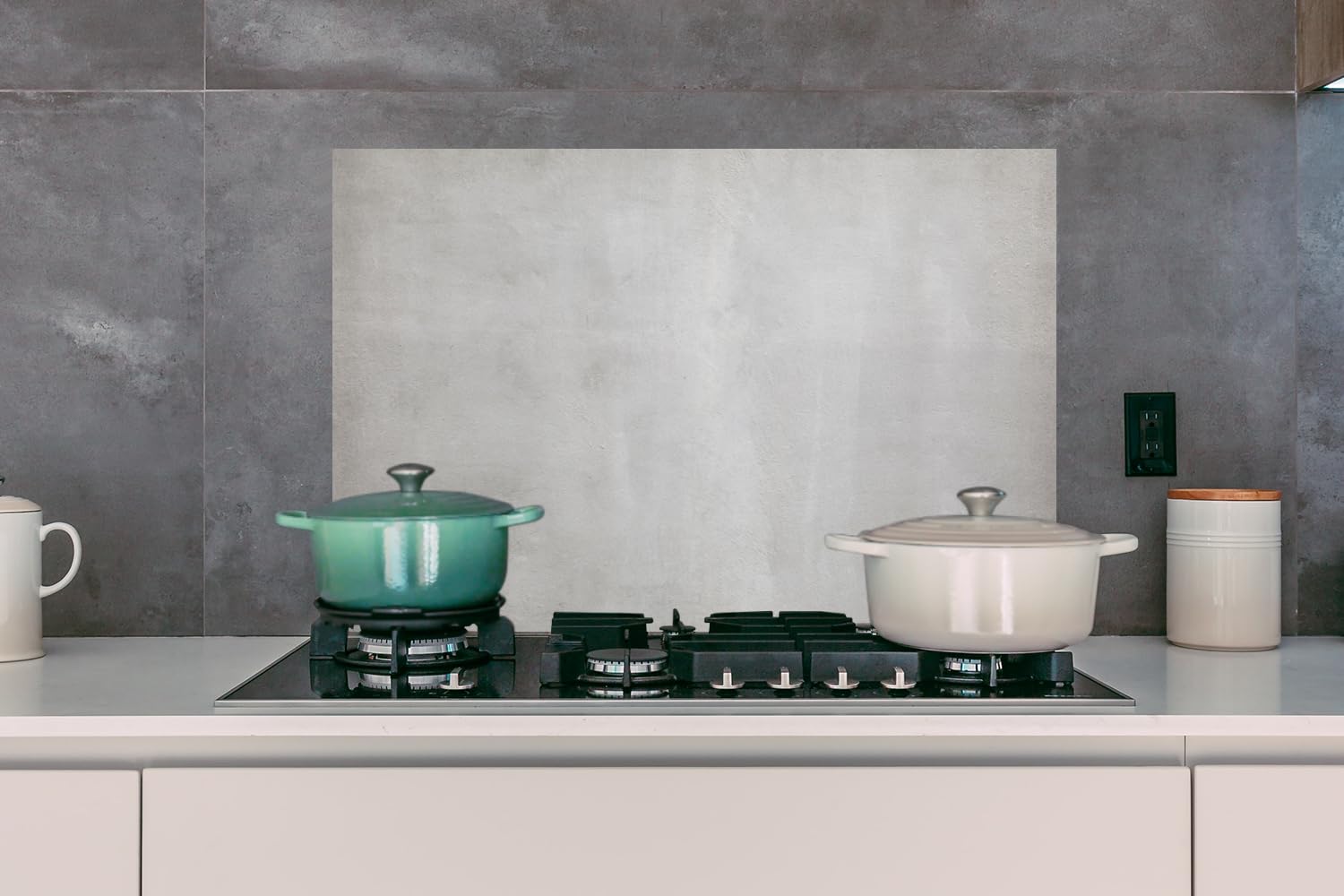 KitchenYeah© Paraschizzi Cucina Alluminio Pannello Dietro Piano Cottura | 80x55 cm - Fornelli a Gas Paraspruzzi Calcestruzzo - Grigio - Cemento - Industriale - Texture